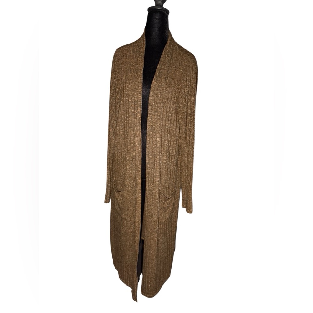 Lisa Rinna Collection Brown Long Cardigan/Duster